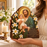 Catholight Wooden Faith Block - Saint Joseph The Lord Bless You