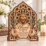 Catholight Wooden Faith Plaque - Blessed to Serve