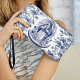 Katholische Geldbörse aus Leder mit Motiv der Heiligen Gelassenheit, Jungfrau Maria