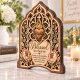 Catholight Wooden Faith Plaque - Blessed to Serve