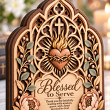 Catholight Wooden Faith Plaque - Blessed to Serve