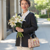 Katholische Rosen des Rosenkranzes Damen-Ledertasche