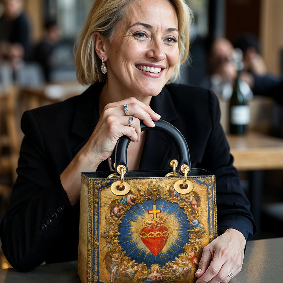 Katholische Ledertasche „Heiliges Herz der Göttlichen Dame“