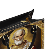 Katholische Ledertasche mit dem Heiligen Nikolaus, dem Schutzpatron der Großzügigkeit