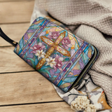 Catholight Floral Cross Radiance - Ledergeldbörse