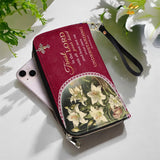 Katholische Lilien des Glaubens Ledergeldbörse