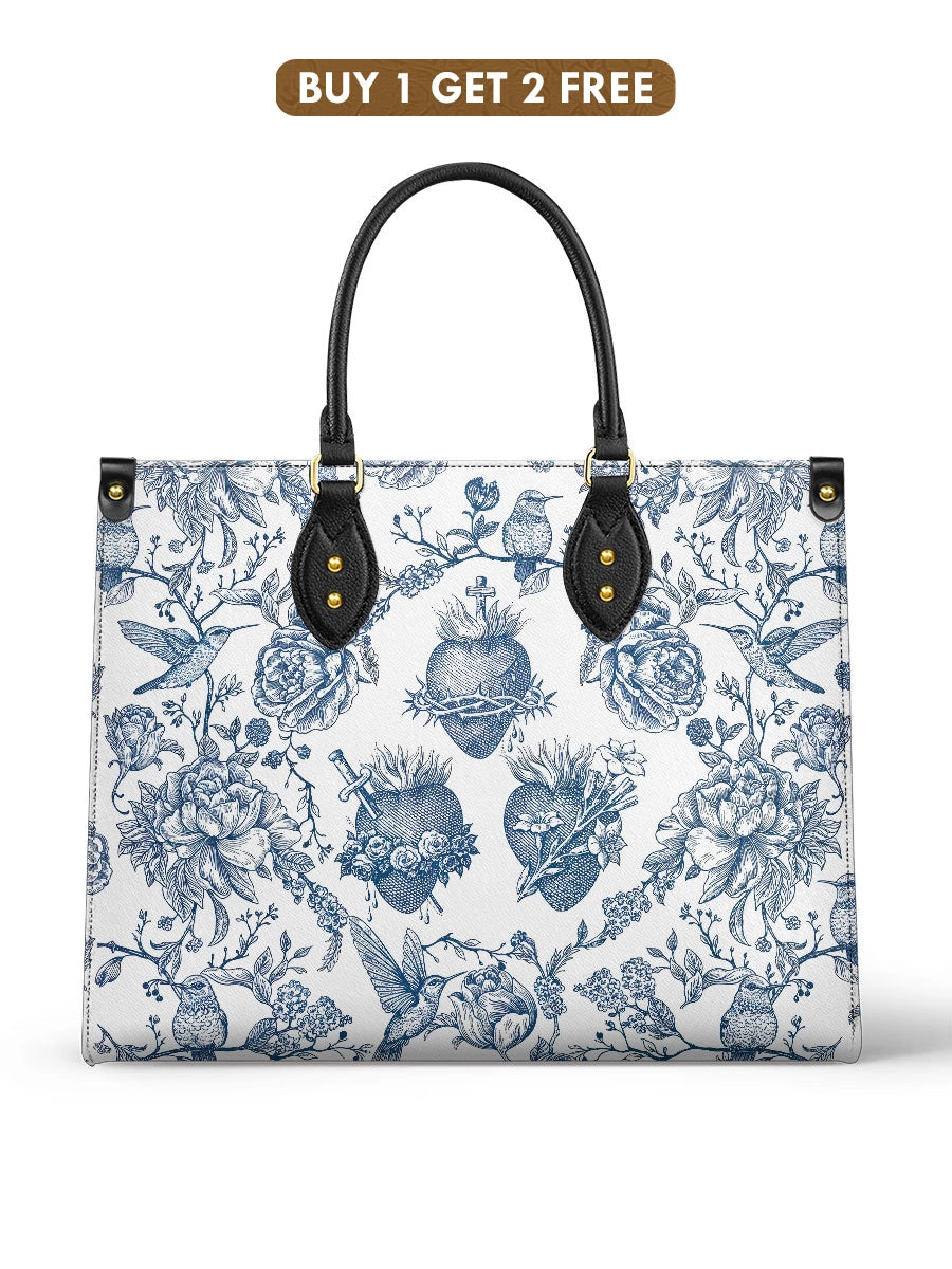 Catholight Sacred Elegance: Blaue und weiße Devotion-Ledertasche