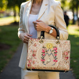 Katholische Rosen des Rosenkranzes Damen-Ledertasche