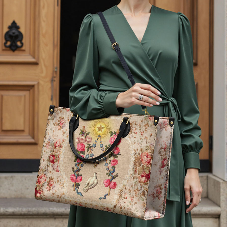 Katholische Rosen des Rosenkranzes Ledertasche