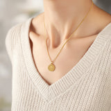 Katholische Herz- und Kreuzkette aus vergoldetem Sterlingsilber 