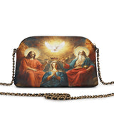 Katholische Umhängetasche aus Leder mit dem Aufdruck „Coronation of Mary“