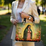 Catholight Roses of Guadalupe Damen-Ledertasche