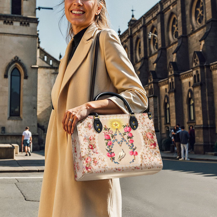 Katholische Rosen des Rosenkranzes Ledertasche