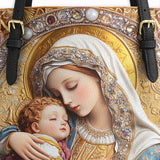 Catholight Divine Madonna And Child Leather Tote Bags