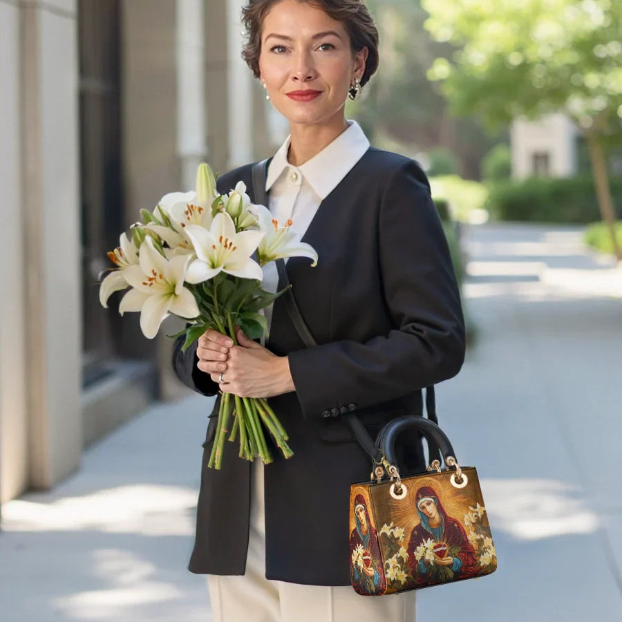 Catholight Die Lilie der Reinheit Damen-Ledertasche