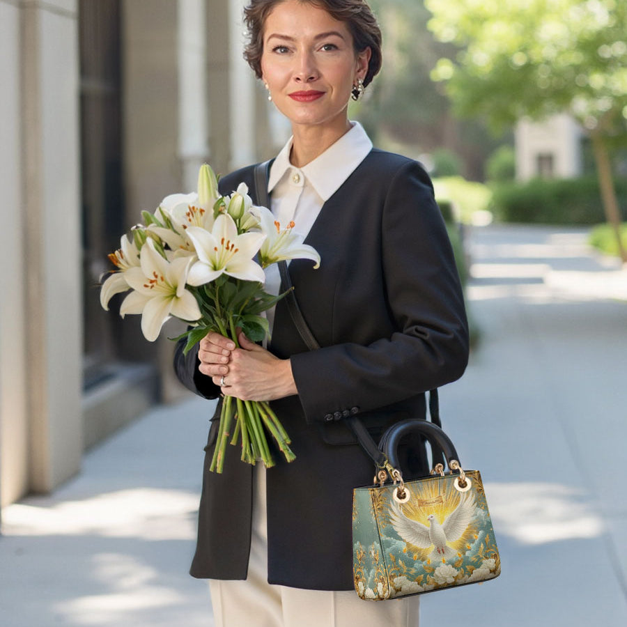 Personalisierte Damen-Ledertasche „Gnade des Heiligen Geistes“