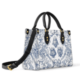 Catholight  Sacred Elegance: Blue and White Devotion Leather Bag