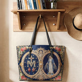 Catholight Holy Mother Devotional  Leather Tote Bag
