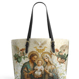 Catholight Holy Family Sacred Leather Tote Bag