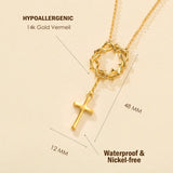 Catholight Dornenkronen-Kreuzkette aus 14-karätigem Gold-Vermeil/Sterlingsilber 