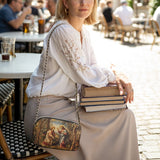 Katholische Umhängetasche aus Leder mit Christus- und Maria-Magdalena-Motiv