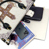 Katholische Ledertasche „Glaube &amp; Blumen“