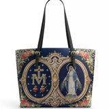 Catholight Holy Mother Devotional  Leather Tote Bag