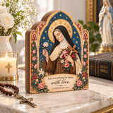 Catholight Wooden Faith Block - Saint Therese Done with Love
