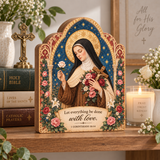 Catholight Wooden Faith Block - Saint Therese Done with Love