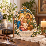 Catholight Wooden Faith Block - Holy Family As for Me and My Household
