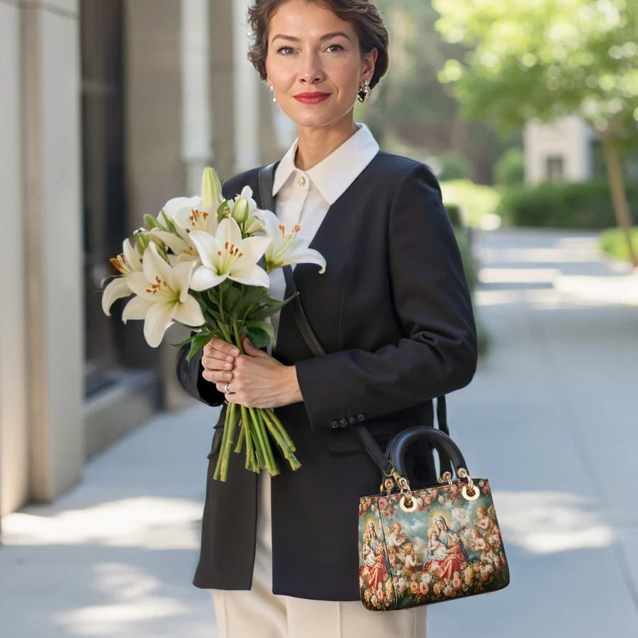 Catholight Halo Of Roses Damen-Ledertasche