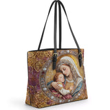 Catholight Divine Madonna And Child Leather Tote Bags
