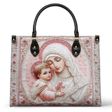 Catholight Sacred Serenity: The Madonna’s Tender Embrace Leather Bag