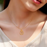 Catholight Offene französische Auspice Maria Halskette aus 14K Gold Vermeil/ Sterling Silber 