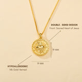 Katholische Herz- und Kreuzkette aus vergoldetem Sterlingsilber 