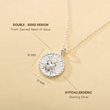 Katholische Halskette mit Herz und Kreuz aus Sterlingsilber 