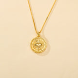 Katholische Herz- und Kreuzkette aus vergoldetem Sterlingsilber 