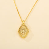 Catholight French Auspice Maria and Lourdes Reversible Necklace in Gold Vermeil