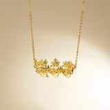 Katholische Halskette mit Herzen der Heiligen Familie in Gold Vermeil 