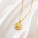 Katholische Herz- und Kreuzkette aus vergoldetem Sterlingsilber 