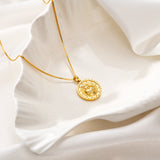 Katholische Herz- und Kreuzkette aus vergoldetem Sterlingsilber 