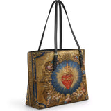 Catholight Sacred Heart of Divine Love Leather Tote Bag