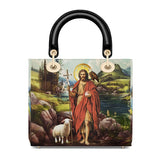 Katholische Ledertasche „St. Johannes der Täufer, Hirte“