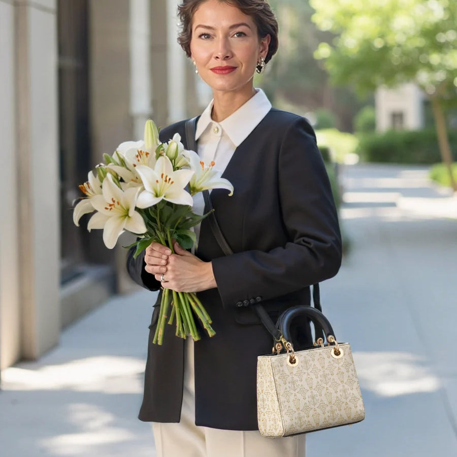 Catholight Damen-Ledertasche mit Ave Maria-Muster
