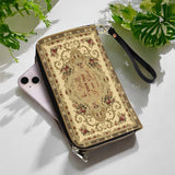 Katholische Geldbörse aus Leder mit dem Aufdruck „Psalm des Friedens“