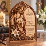 Catholight Wooden Faith Block - A Faithful Shepherd Priest Gift