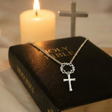 Catholight Crown of Thorns Cross Necklace in Sterling Silver