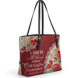 Catholight  Blooming With Faith Leather Tote Bag