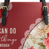 Catholight  Blooming With Faith Leather Tote Bag